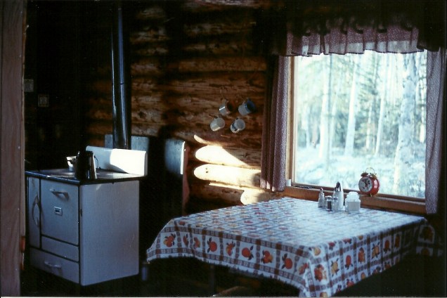 My wilderness kitchen! The heart of a home - for me, that is! Burned a few loaves of bread not to mention a few fingers before I got the hang of the wood cook stove!